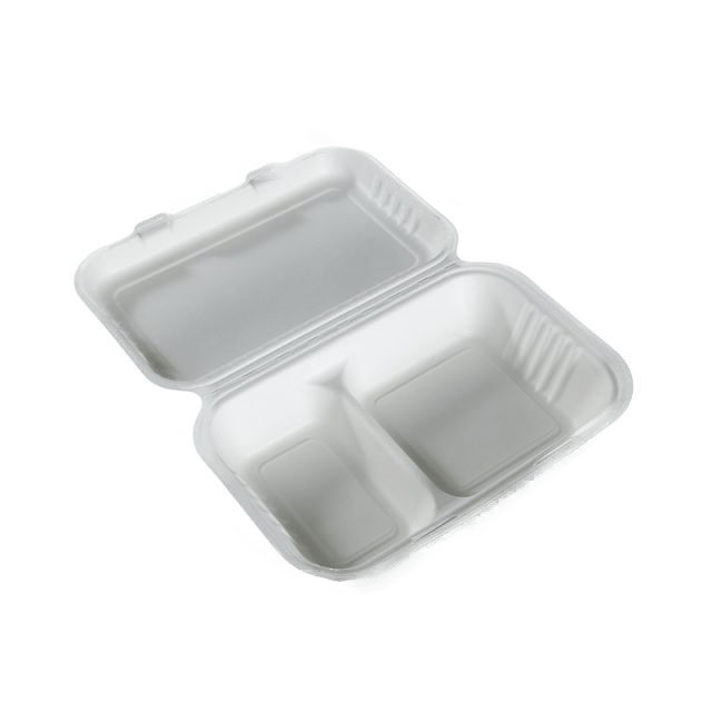 clamshell bagasse container 3 lage compartimenten Hamburger Clamshell