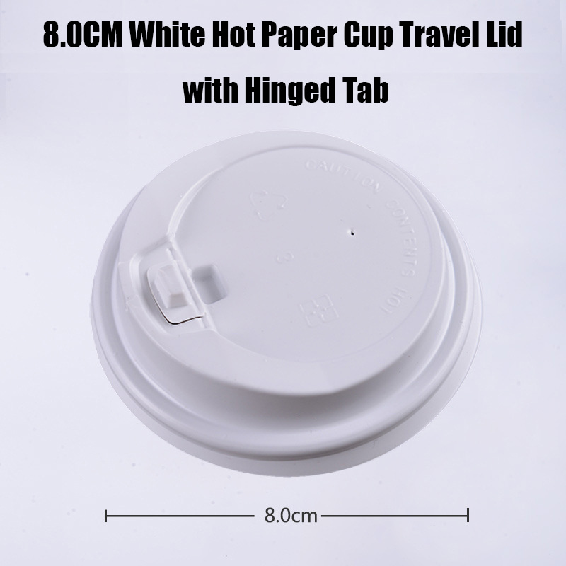 8.0 White Hot Paper Cup Travel Lid with Hinged Tab