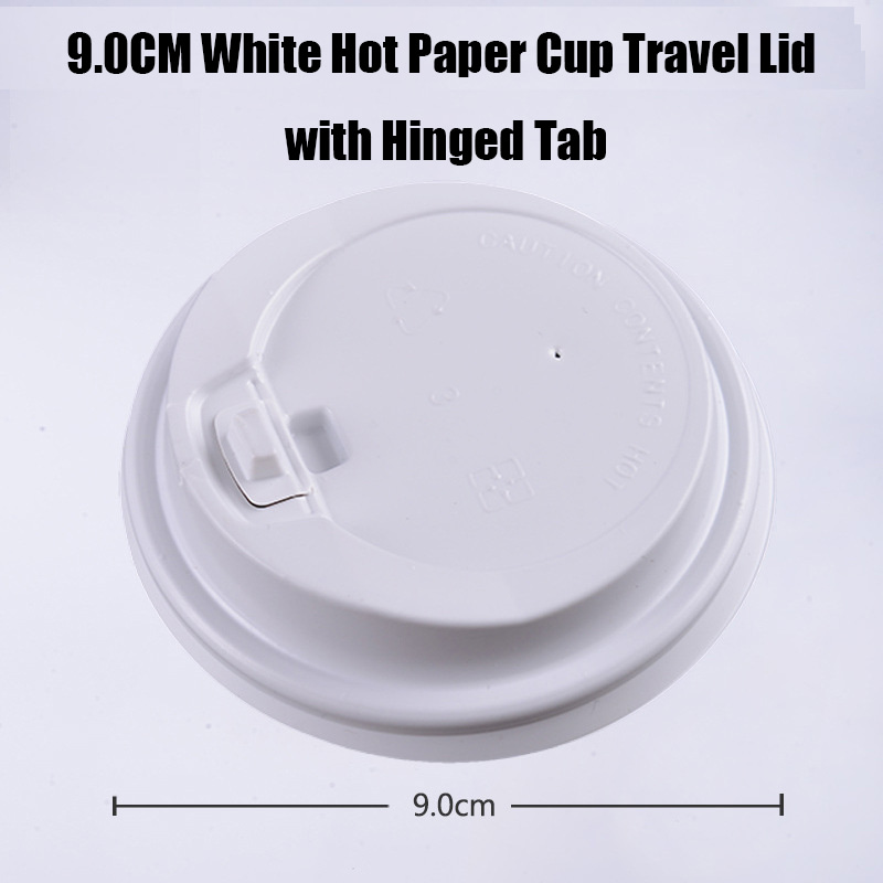 9.0 White Hot Paper Cup Travel Lid with Hinged Tab