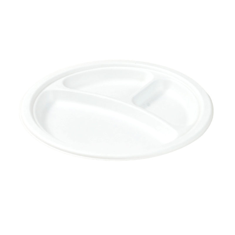 bagasse plate round 10 inch 3 compartments