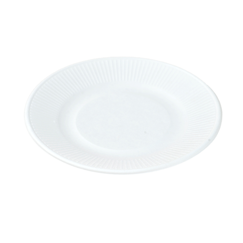 bagasse plate round 6 inch decorative border